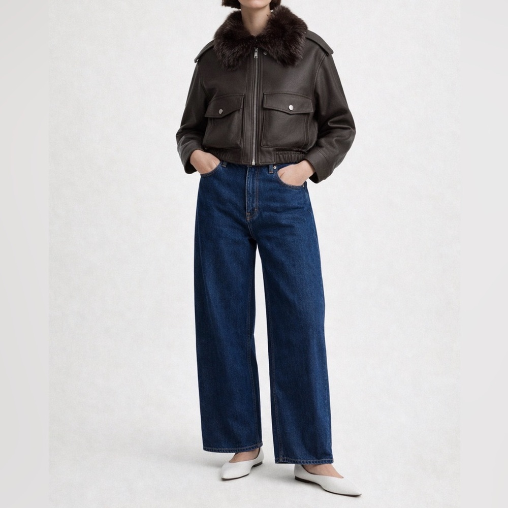 H&M High-Waisted Wide Leg Jeans – Dark Blue Denim